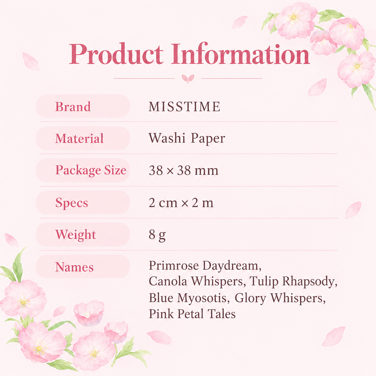 Floral Scenery Botanical Washi Tape (20mm x 2m)