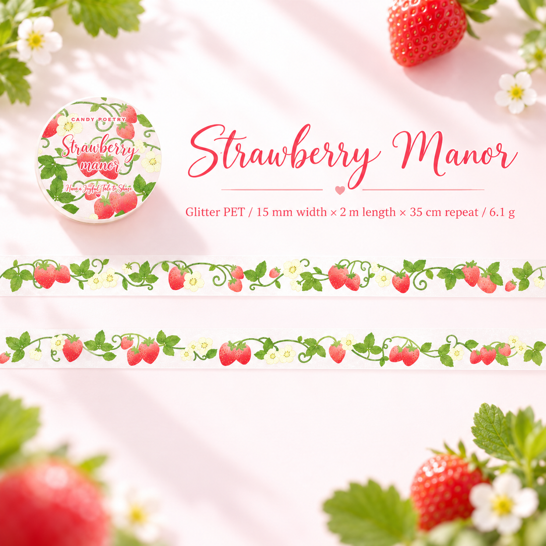 Flower Vine Story Glitter PET Tape (15mm x 2m)
