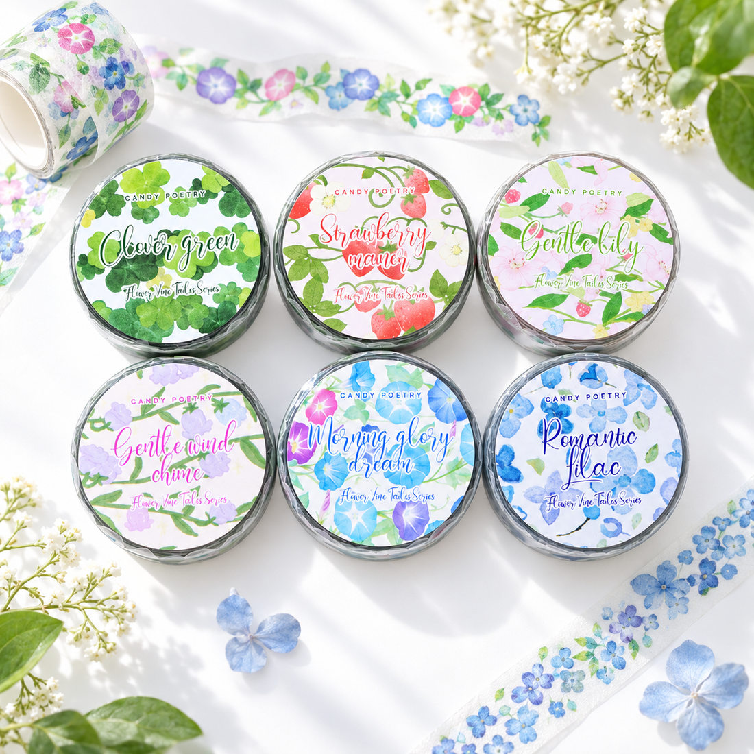 Flower Vine Story Glitter PET Tape (15mm x 2m)