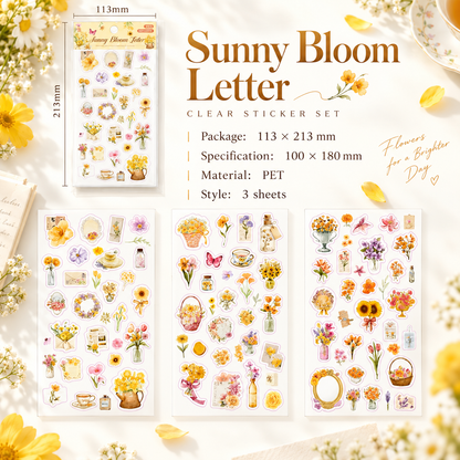 Wandering Blossom PET Floral Sticker Pack (3 Sheets)