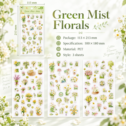Wandering Blossom PET Floral Sticker Pack (3 Sheets)