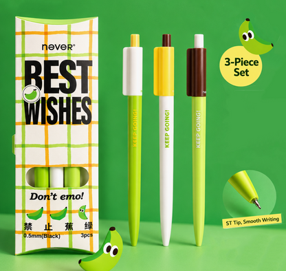 Banana Pie Color-Block Gel Pen Set (3 Pcs)