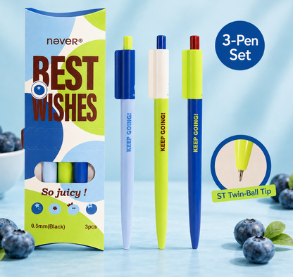 Blueberry Pie Color-Block Gel Pen Set (3 Pcs)