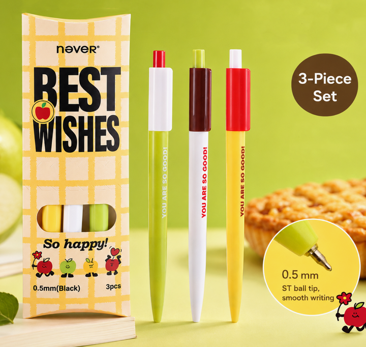 Apple Pie Color-Block Gel Pen Set (3 Pcs) by never - main product view for journaling writing tool | Lumiyear