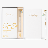 Garden Series Slim Weekly Planner & Crystal Charm Gel Pen Gift Set