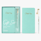 Garden Series Slim Weekly Planner & Crystal Charm Gel Pen Gift Set