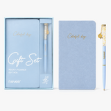 Garden Series Slim Weekly Planner & Crystal Charm Gel Pen Gift Set