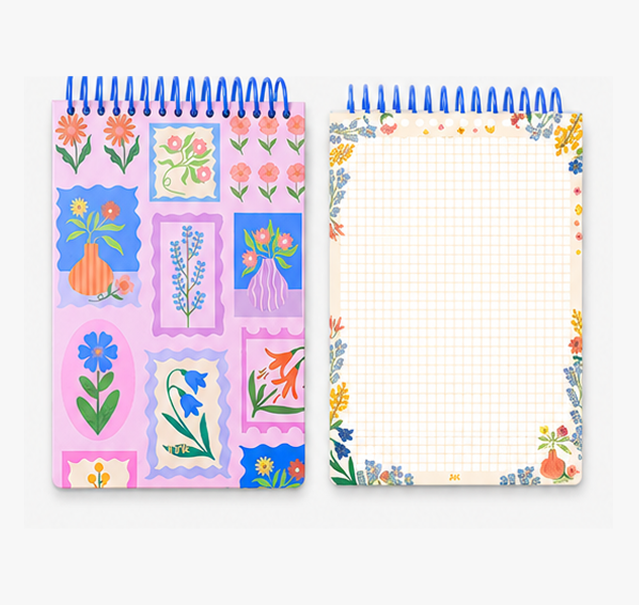 "Pastoral Florals" A5 Top-Flip Spiral Notebook by inrik - lifestyle stationery view for journaling notebook | Lumiyear