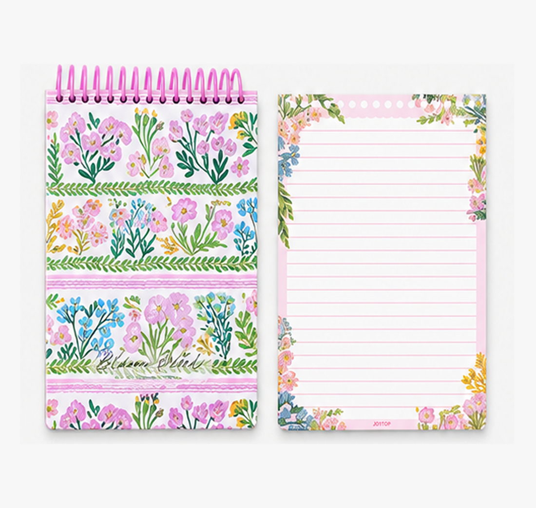 "Pastoral Florals" A5 Top-Flip Spiral Notebook by inrik - color option view for journaling notebook | Lumiyear
