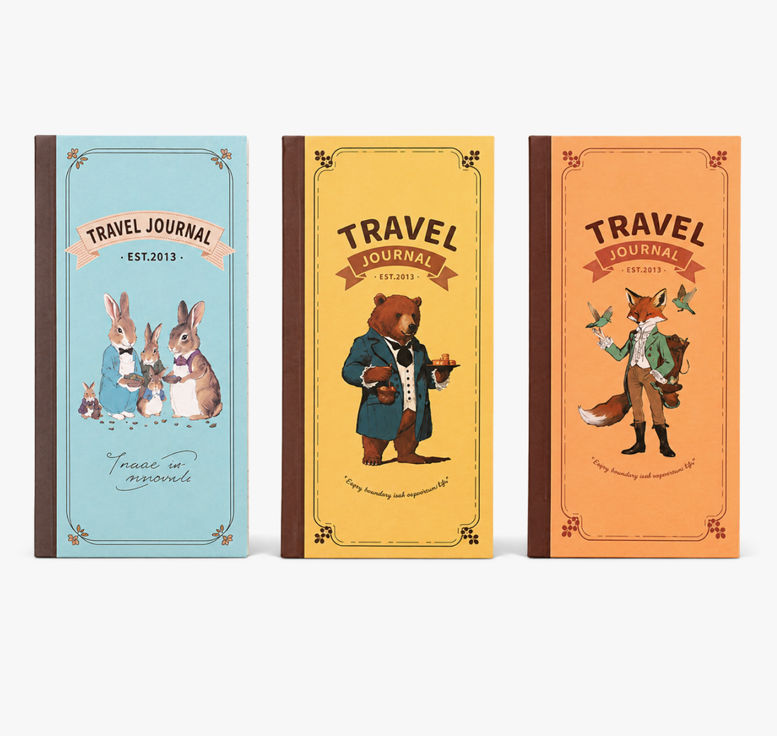 "Vintage Tales" Weeks Travel Journal (Set of 3) by ledai - main product view for journaling notebook | Lumiyear