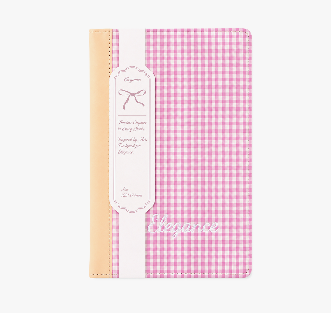 "Elegance Stitching" B6 Plaid Fabric & Leather Journal by ledai - color option view for journaling notebook | Lumiyear