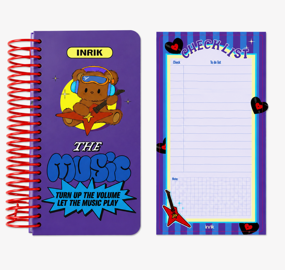Illustrated 48K Spiral Notebook by inrik - packaging view for journaling notebook | Lumiyear