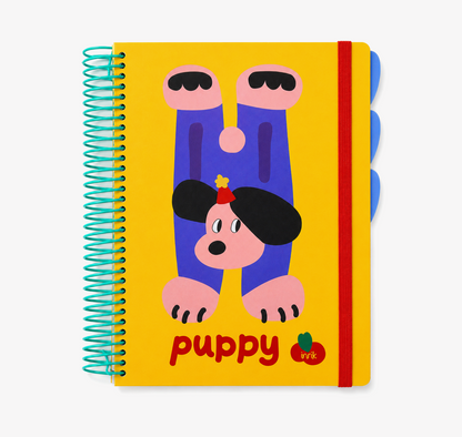 A4 Spiral Notebook with Elastic Band | Cute Dog Best Friends Journal