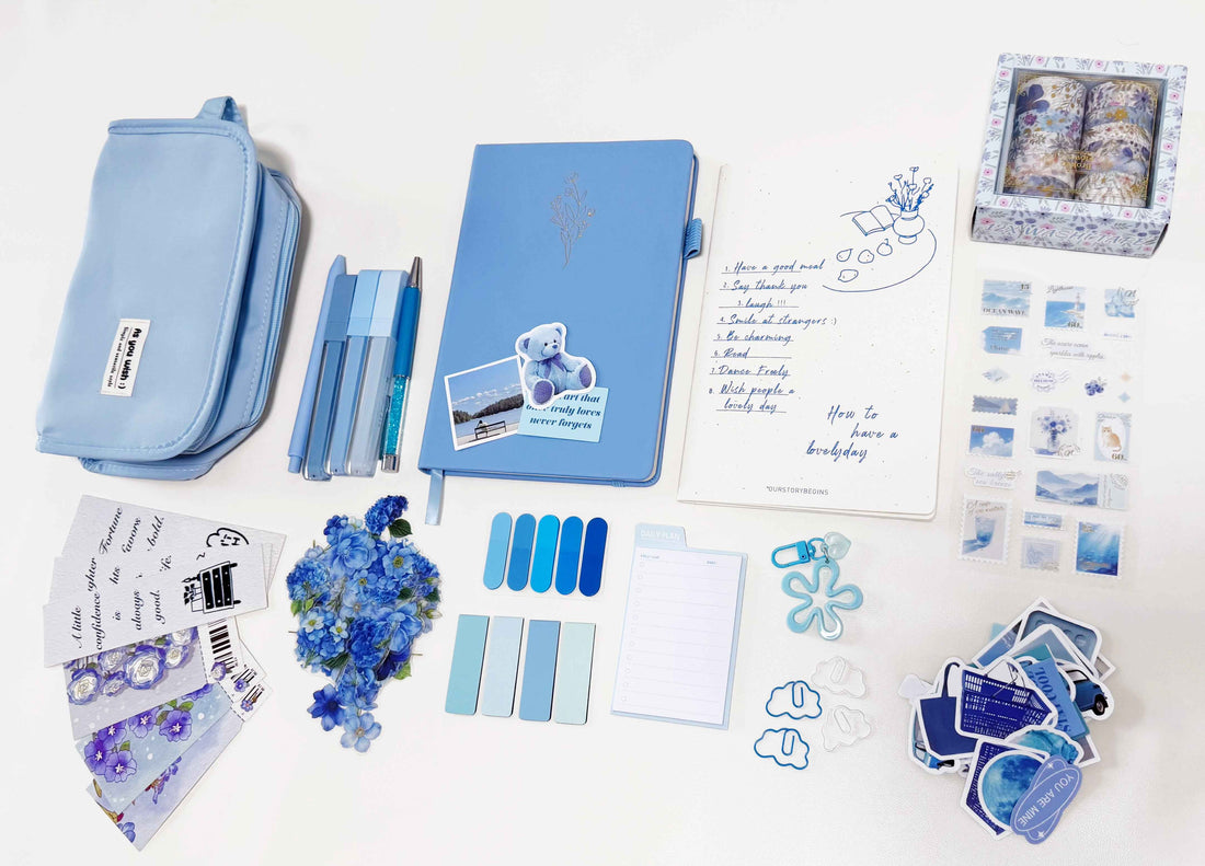 Blue Stationery Set - inside detail for aesthetic stationery | Lumiyear