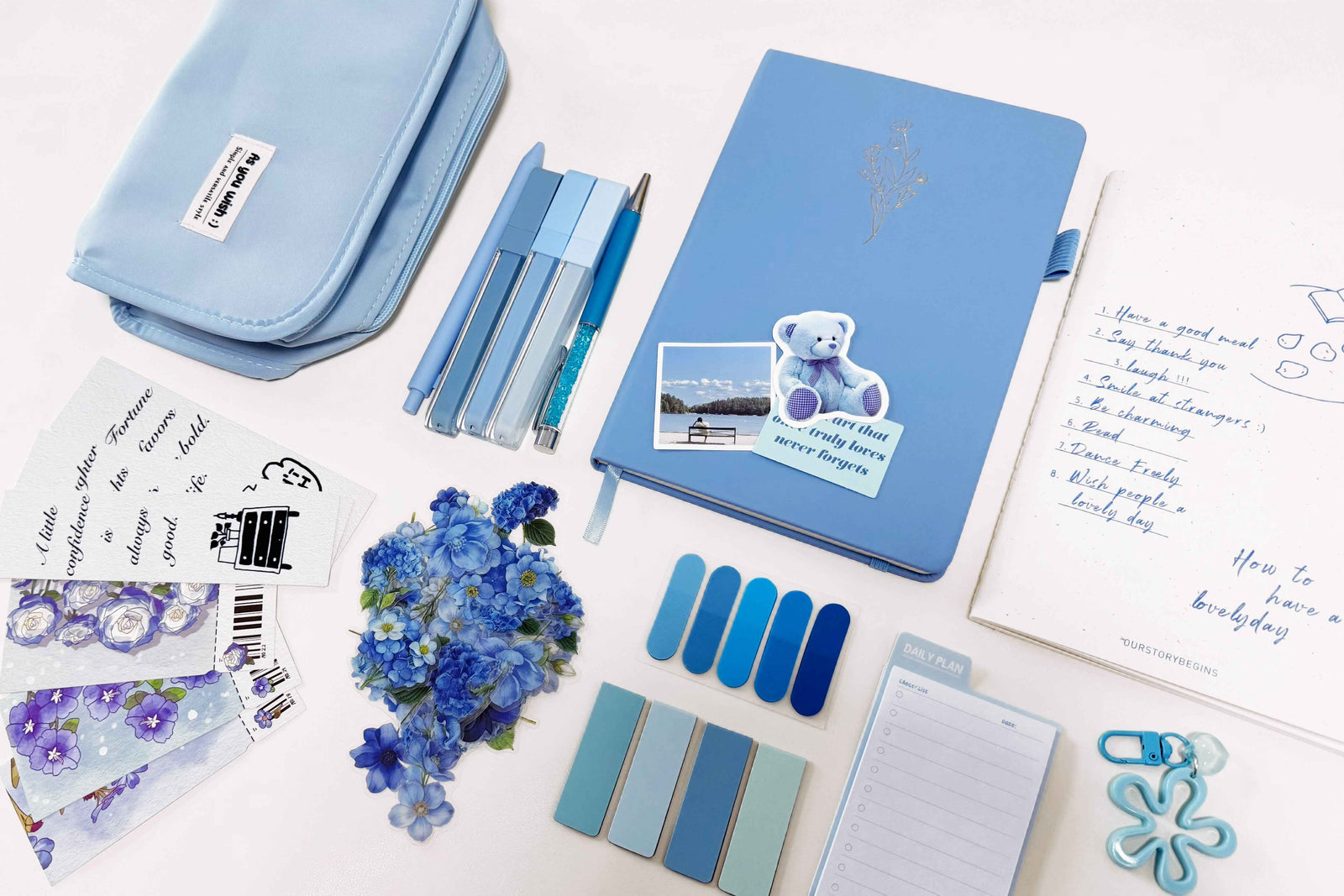 Blue Stationery Set - packaging view for aesthetic stationery | Lumiyear