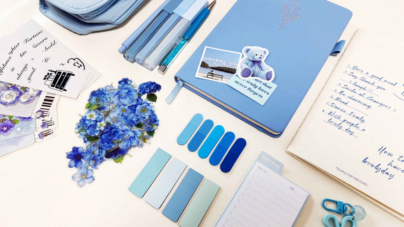 Blue Stationery Set - lifestyle stationery view for aesthetic stationery | Lumiyear