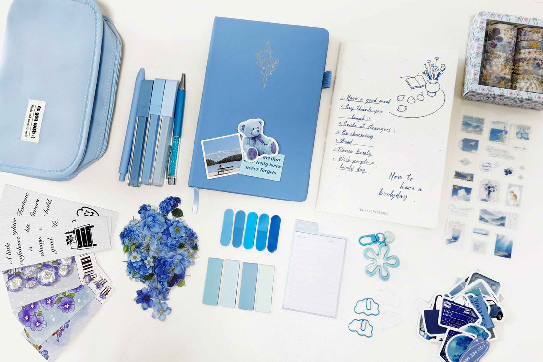 Blue Stationery Set - color option view for aesthetic stationery | Lumiyear
