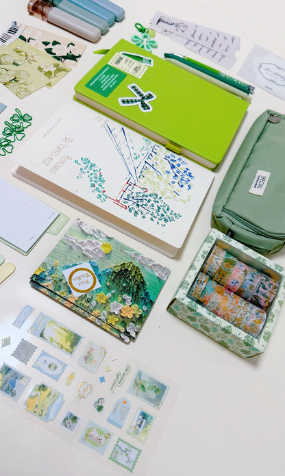 Green Stationery Set | Botanical Forest Journal Gift Box